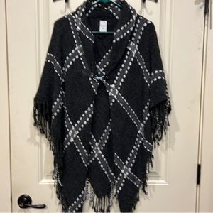 Christopher & Banks Toggle Clip Fringe Ruana